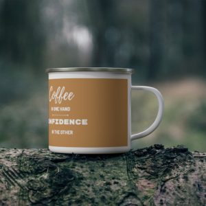 Coffee and Confidence Enamel Camping Mug